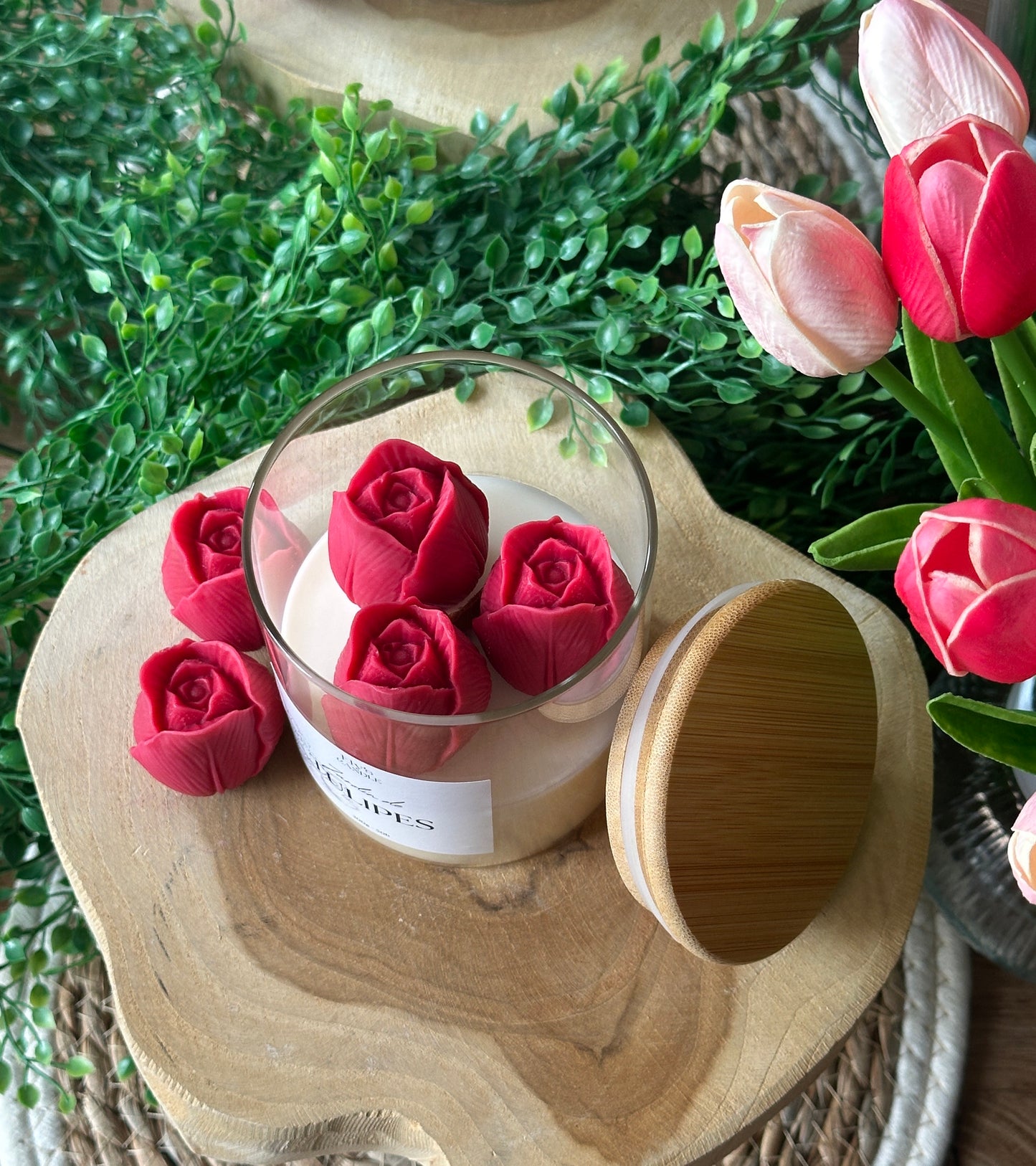 Bougie jardin de tulipes