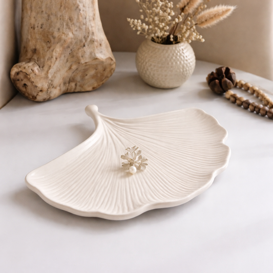 Plateau décoratif fait main feuille