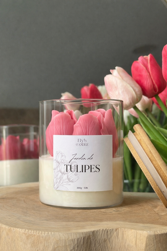 Bougie jardin de tulipes