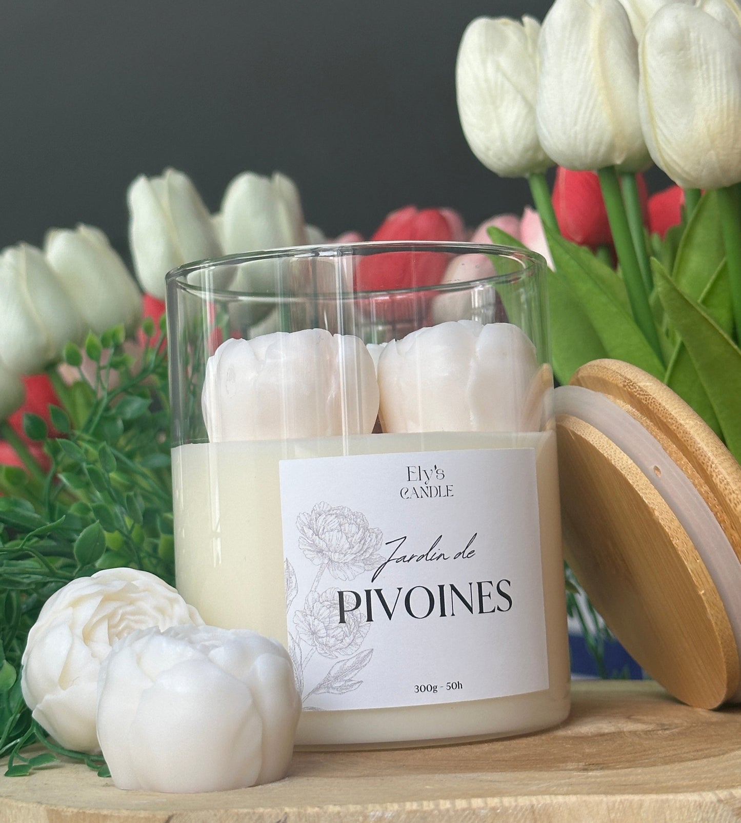 Bougie jardin de pivoines