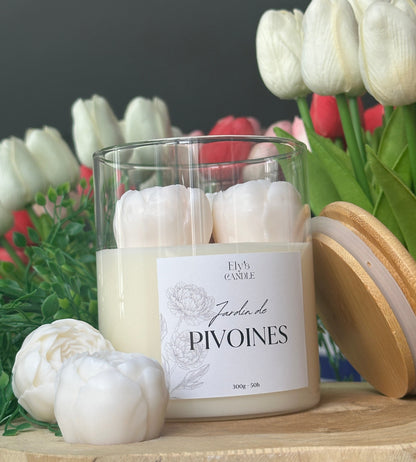 Bougie jardin de pivoines