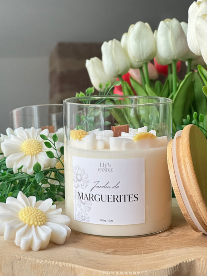 Bougie jardin de marguerites