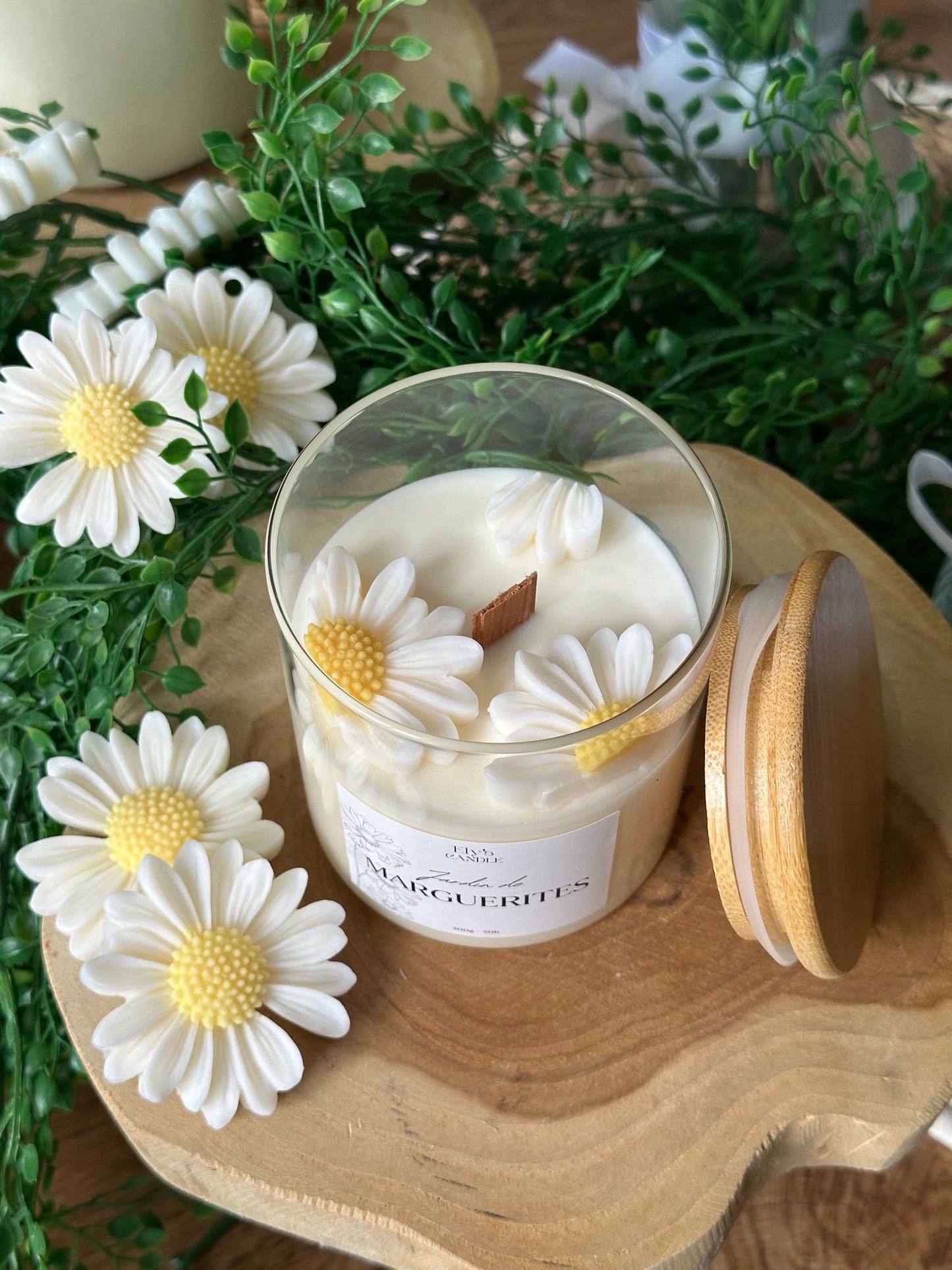 Bougie jardin de marguerites