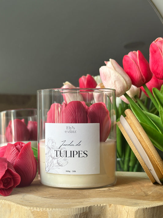 Bougie jardin de tulipes
